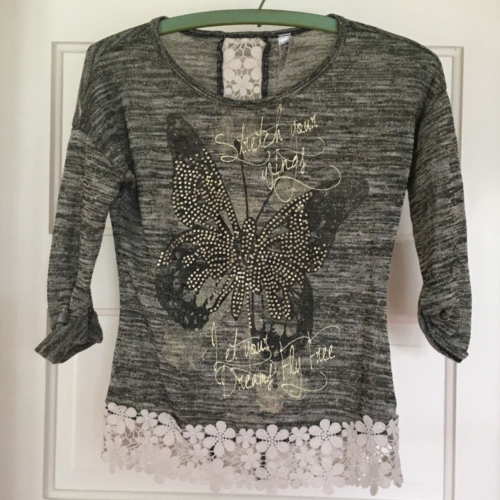 Beautees Girls size M/10-12 lace-trimmed top